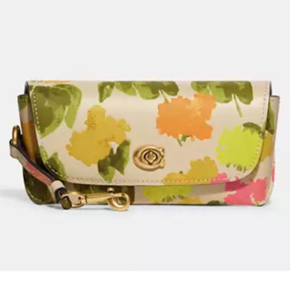 COACH Sunglass Case Bag Charm in a RETRO Classic Floral Print Soft LEATHER NWT! - Picture 5 of 8